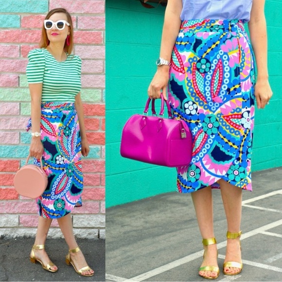 J.Crew Tie Back Tulip Skirt in Ratti Kaleidoscope Floral Size 4 - Picture 1 of 14